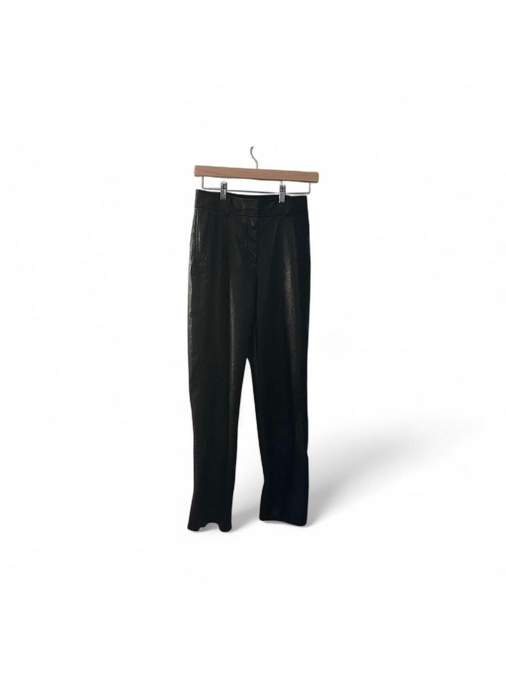 Babaton Aritzia Black Vegan Leather Straight Leg Pants Size 0